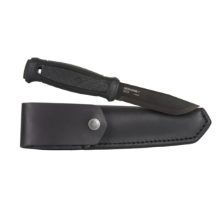Nóż Morakniv® Garberg Black C (Leather Sheath) - Carbon Steel - Czarny (ID 13100)
