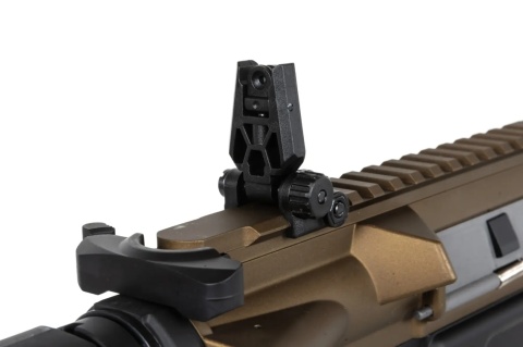 Karabinek ASG Specna Arms RRA SA-E24 HAL ETU™ Chaos Bronze z pomarańczowym urządzeniem wylotowym