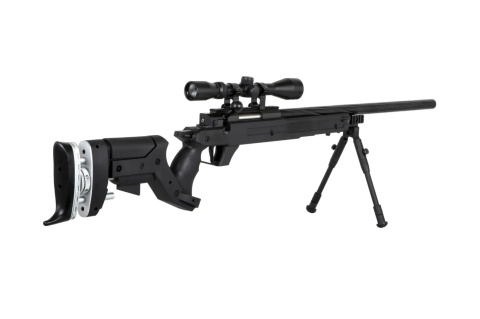 Replika karabinu snajperskiego SA-S13 EDGE™ z lunetą i dwójnogiem - czarna Replika karabinu snajperskiego SA-S13 EDGE™ z lunetą i dwójnogiem - czarna