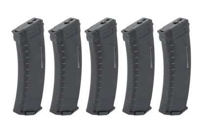 Zestaw 5 magazynków Mid-Cap 130/30 kulek Arcturus EMM AK MOD1 Variable-Cap Windowed do replik AK Czarny