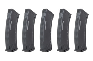 Zestaw 5 magazynków Mid-Cap 130/30 kulek Arcturus EMM AK MOD1 Variable-Cap Windowed do replik AK Czarny