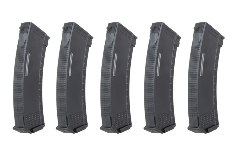 Zestaw 5 magazynków Mid-Cap 130/30 kulek Arcturus EMM AK MOD1 Variable-Cap Windowed do replik AK Czarny