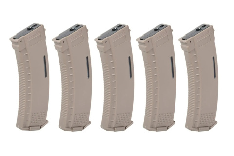 Zestaw 5 magazynków Mid-Cap 130/30 kulek Arcturus EMM AK MOD1 Variable-Cap Windowed do replik AK Flat Dark Earth Zestaw 5 magazynków Mid-Cap 130/30 kulek Arcturus EMM AK MOD1 Variable-Cap Windowed do replik AK Flat Dark Earth