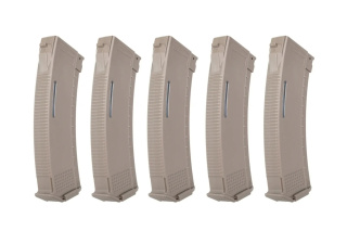 Zestaw 5 magazynków Mid-Cap 130/30 kulek Arcturus EMM AK MOD1 Variable-Cap Windowed do replik AK Flat Dark Earth