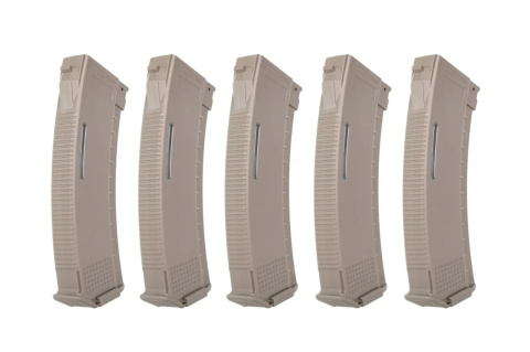 Zestaw 5 magazynków Mid-Cap 130/30 kulek Arcturus EMM AK MOD1 Variable-Cap Windowed do replik AK Flat Dark Earth Zestaw 5 magazynków Mid-Cap 130/30 kulek Arcturus EMM AK MOD1 Variable-Cap Windowed do replik AK Flat Dark Earth